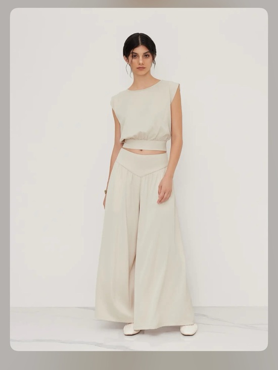 Cider Pants - Cider SATIN MID RISE POCKET WIDE LEG TROUSERS WC11-31 M